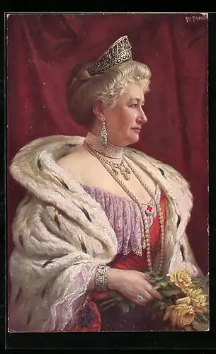 AK Kaiserin Auguste Victoria Königin von Preussen mit Krone und Hermelinmantel