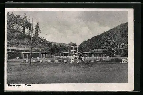 AK Sitzendorf i. Thür., Blick auf ein Schwimmbad
