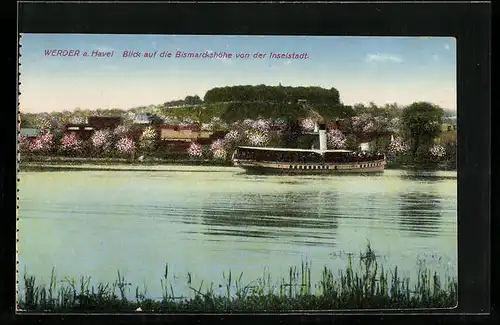 AK Werder a. Havel, Blick auf die Bismarckshöhe von der Inselstadt