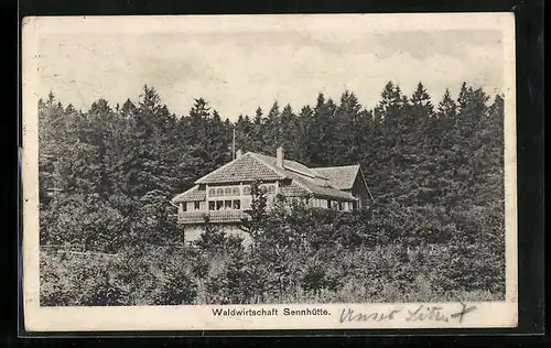 AK Gronau, Waldwirtschaft Sennhütte an der Grenze der Kreise Gronau Hameln und Springe