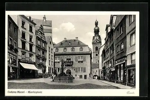 AK Cochem a. d. Mosel, Marktplatz mit Brunnen