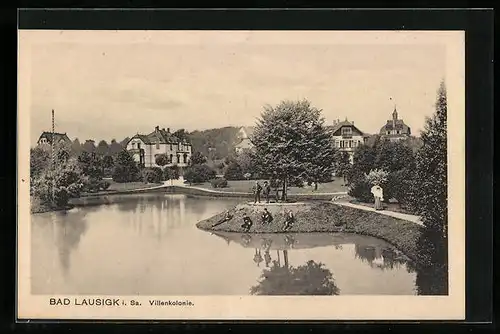 AK Bad Lausigk i. Sa., Villenkolonie am Wasser