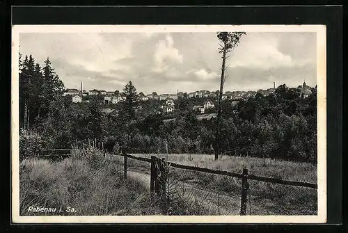 AK Rabenau i. Sa., Ortsansicht mit Feldweg