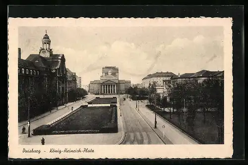 AK Duisburg, König-Heinrich-Platz aus der Vogelschau