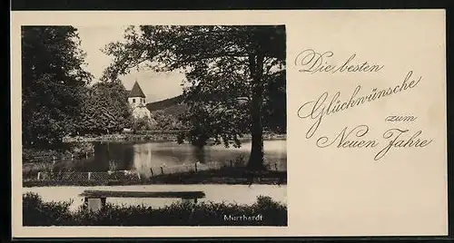 AK Murrhardt, Teichpartie mit Bank