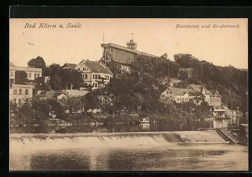 AK Bad Kösen a. Saale, Bootstation und Gradierwerk