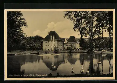 AK Bad Kösen, Mediz. Badeanstalt, Schwanenteich