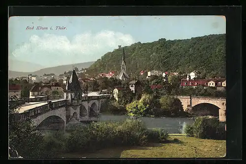 AK Bad Kösen, Ortsansicht mit Flusspartie