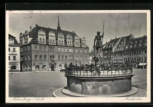 AK Naumburg i. Saale, Marktplatz mit Denkmal
