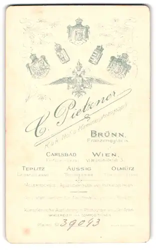 Fotografie C. Pietzner, Brünn, Franzensglacis, Königliche Wappen und Adler