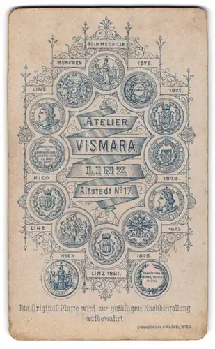Fotografie Vismara, Linz, Abbildung verschiedener Medaillen