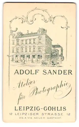 Fotografie Adolf Sander, Leipzig-Gohlis, Leipziger Str. 12, Blick auf das Ateliersgebäude des Fotografen