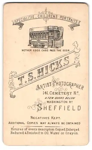 Fotografie T. S. Hicks, Sheffield, 141 Cemetery Rd., Englische Strassenbahn, Nether Edge Car
