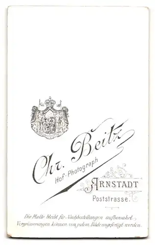 Fotografie Chr. Beitz, Arnstadt, junges Mädchen im Kleid mit geflochtenem Zopf