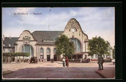 AK M.-Gladbach, Blick zum Bahnhof