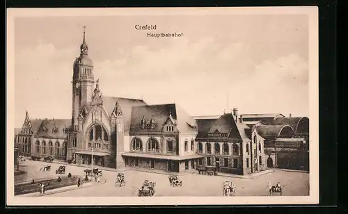 AK Crefeld, Hauptbahnhof aus der Vogelschau