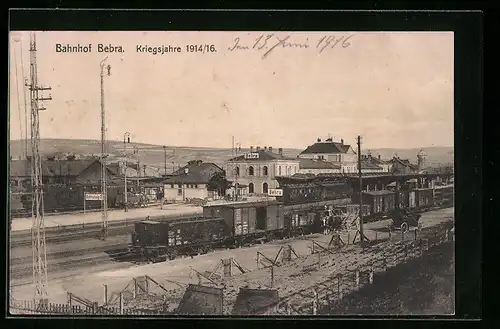 AK Bebra, Bahnhof im Kriegsjahre 1914 /16