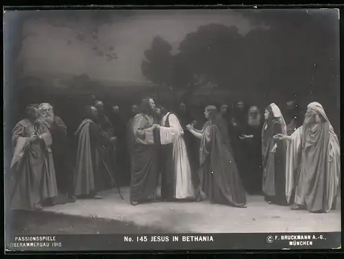 Fotografie F. Bruckmann, München, Ansicht Oberammergau, Passionsspiele No. 145 Jesus in Bethania