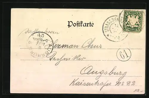 AK Strassberg, Ortsansicht, Panorama mit Kirche