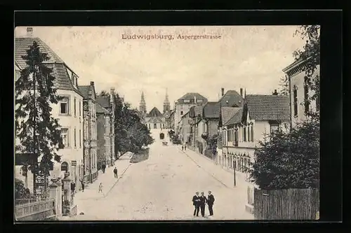 AK Ludwigsburg, Aspergerstrasse aus der Vogelschau