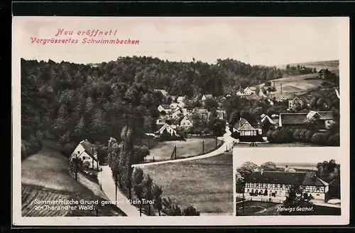 AK Grund /Tharandter Wald, Ortsansicht mit Umgebung, Gasthof Grund R. Helwig