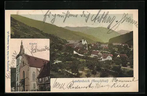 AK Lautenbach (Renchthal), Ortsansicht, Kirche