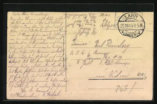 AK Lahr in Baden, Partie an der Kaiserstrasse