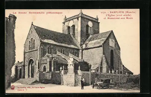 AK Barfleur, L`Eglise et monument aux Morts