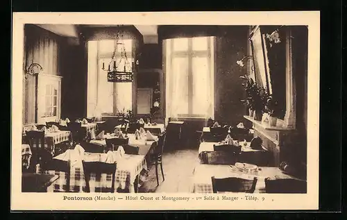 AK Pontorson, Hotel Ouest et Montgomery, 1re Salle a Manger, Innenansicht
