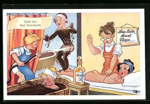 AK Bad Bramstedt, Frauen im Moorbad und bei der Massage