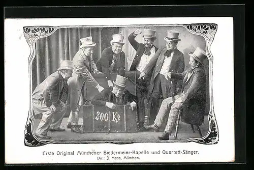 AK Erste Original Münchener Biedermeier-Kapelle und Quartett-Sänger, Dir.: J. Mees