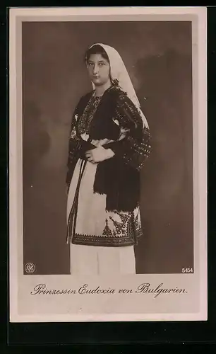 AK Prinzessin Eudoxia von Bulgarien in Nationaltracht
