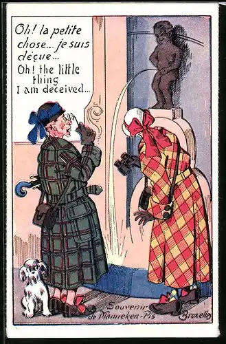 Künstler-AK Oh! la petite chose...je suis decue..., Toilettenhumor