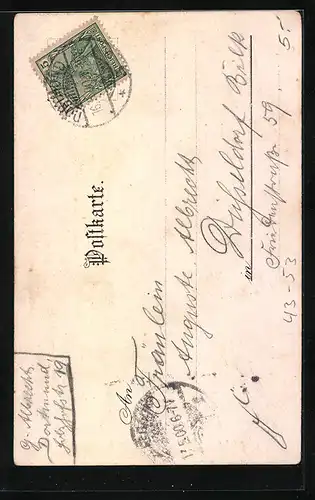 Lithographie Tanzende Trachtenträger in einer Stube