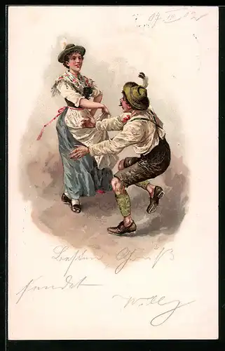 Künstler-AK Süddeutsche beim Volkstanz