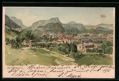 Künstler-AK Edward Theodore Compton: Reichenhall, Teilansicht