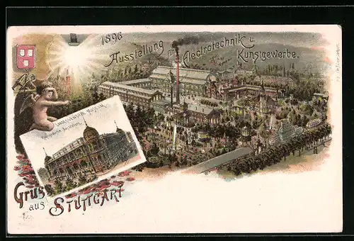 Lithographie Stuttgart, Ausstellung für Electrotechnik und Kunstgewerbe 1896