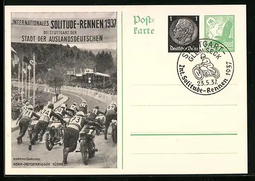 AK Ganzsache PP145C2: Stuttgart, Internationales Solitude-Rennen 1937