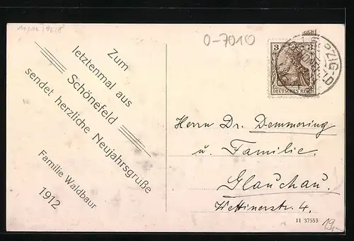 AK Schönefeld, Familie Waldbaur, 1912