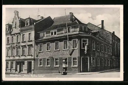 AK Wilsdruff, Strassenpartie mit Hotel Weisser Adler
