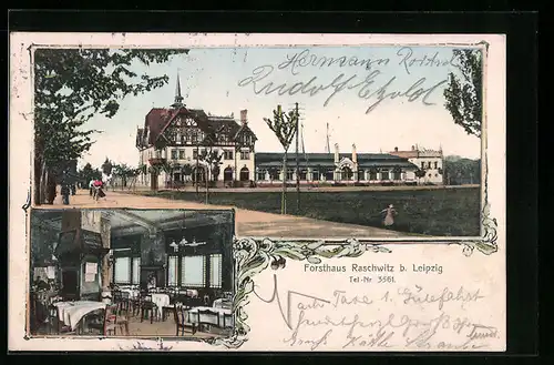 AK Raschwitz b. Leipzig, Forsthaus Raschwitz, Innenansicht