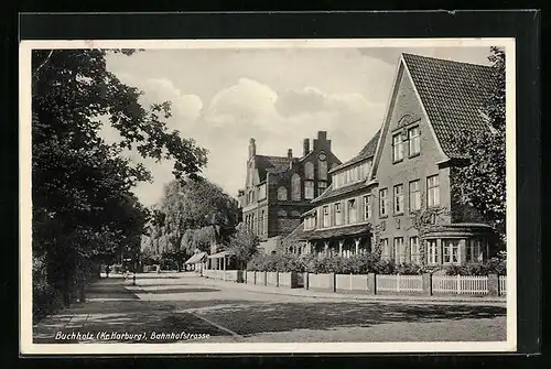 AK Buchholz /Kr. Harburg, Bahnhofstrasse mit Bäumen