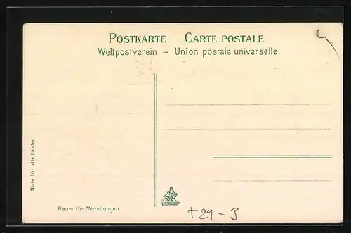 Passepartout-Lithographie Pforzheim, Louisenstrasse m. d. Postgebäude