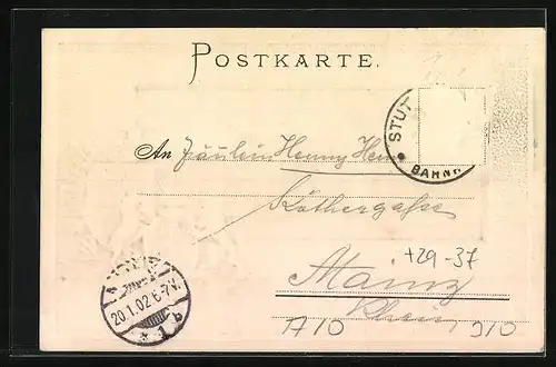 Passepartout-Lithographie Stuttgart, Das alte Schloss, Wappen