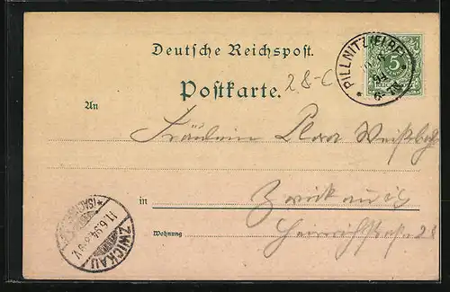 Vorläufer-Lithographie Dresden-Pillnitz, 1894, Gasthaus Meixmühle, Ortspartie