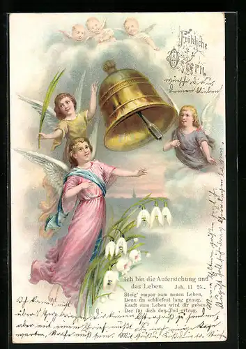 AK Osterengel läuten die Glocken zum Feste