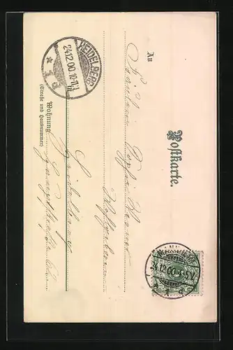 AK Weihnachtsengel mit Tannenbaum