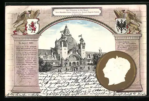 Passepartout-Lithographie Düsseldorf, Ausstellung & Besuch Kaiser Wilhelm II. u. Auguste Victoria 1902