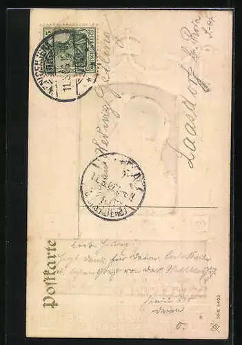 Präge-AK Erinnerung an die Silberhochzeit des Kaiserpaares am 27.02.1906, Kaiserin Auguste Victoria Königin von Preussen