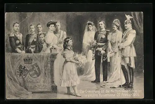 AK Zur Erinnerung an die Hochzeitsfeierlichkeiten im Kaiserhaus am 27. Februar 1906